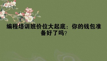 编程培训班价位大起底:你的钱包准备好了吗?