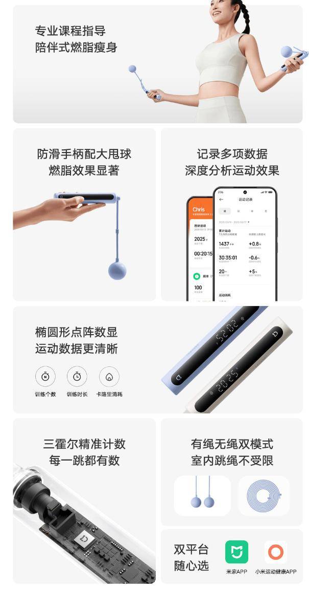 小米米家智能跳绳 2 开启众筹：支持多种训练模式，众筹价 95 元