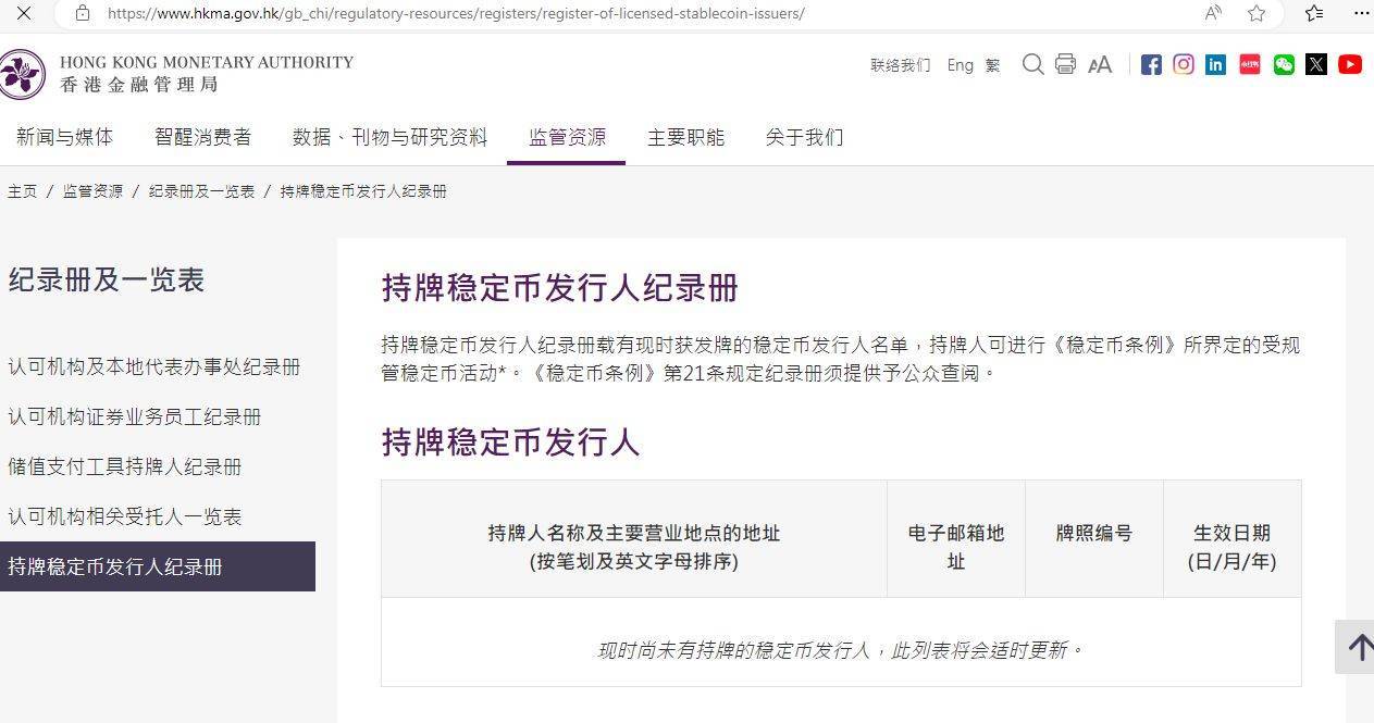 香港金管局辟谣:现时没有离岸人民币稳定币在香港发行